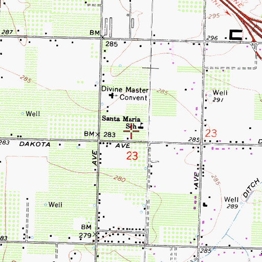 Topographic Map of Santa Maria School, CA