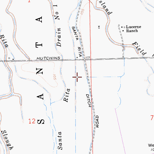 Topographic Map of Santa Rita Ditch, CA