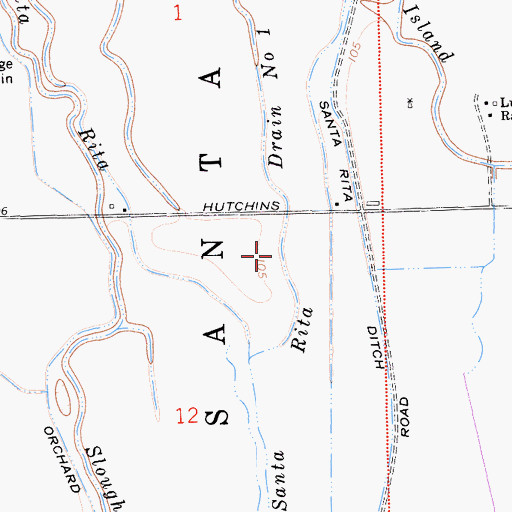 Topographic Map of Santa Rita Drain, CA
