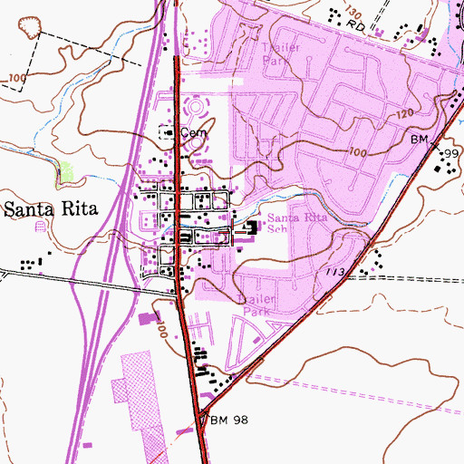 Topographic Map of Santa Rita Elementary School, CA