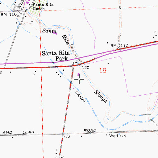 Topographic Map of Santa Rita Slough, CA