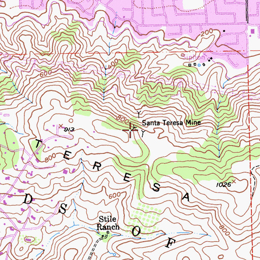 Topographic Map of Santa Teresa Mine, CA