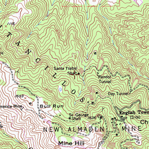 Topographic Map of Santa Ysabel Shaft, CA
