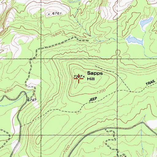 Topographic Map of Sapps Hill, CA
