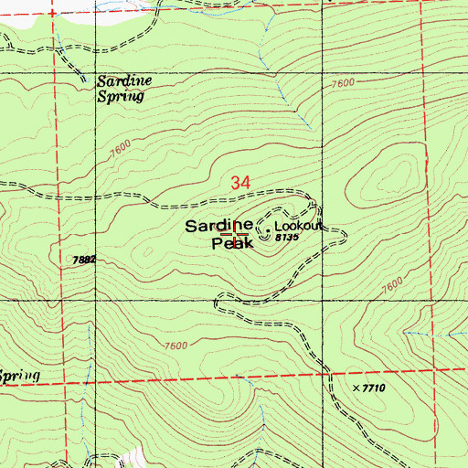 Topographic Map of Sardine Peak, CA