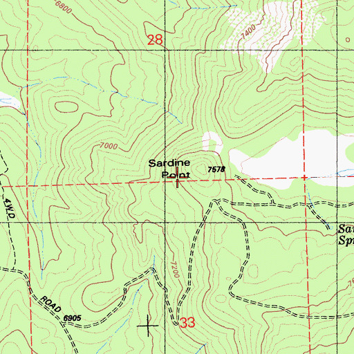 Topographic Map of Sardine Point, CA