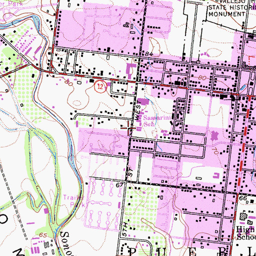 Topographic Map of Sassarini Elementary School, CA