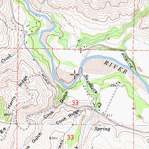 Topographic Map of Saunders Creek, CA