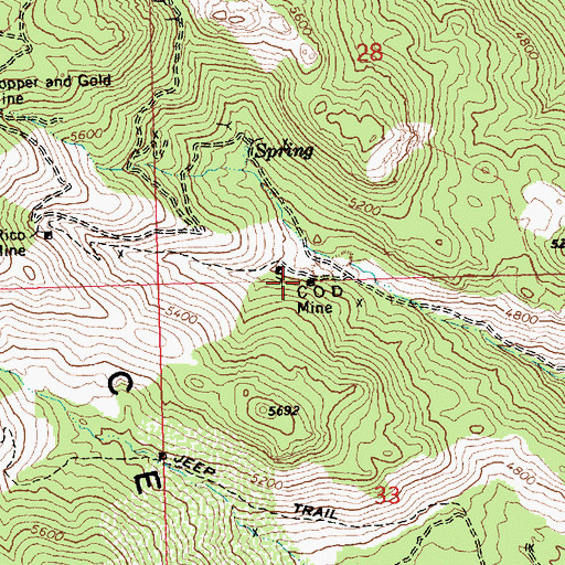 Topographic Map of C O D Mine, AZ