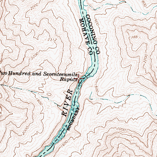 Topographic Map of Two Hundred and Seventeen Mile Rapids, AZ