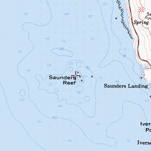 Topographic Map of Saunders Reef, CA
