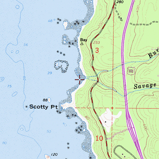 Topographic Map of Savage Creek, CA