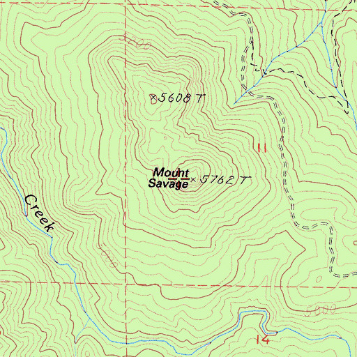 Topographic Map of Mount Savage, CA