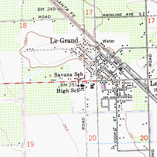Topographic Map of Le Grand School, CA