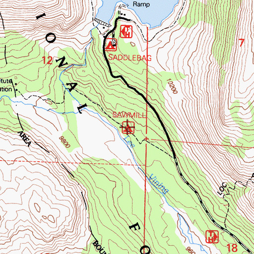 Topographic Map of Sawmill Campground, CA