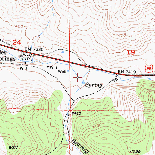 Topographic Map of Sawmill Creek, CA