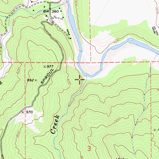 Topographic Map of Sawmill Creek, CA