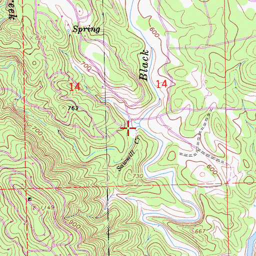 Topographic Map of Sawmill Creek, CA