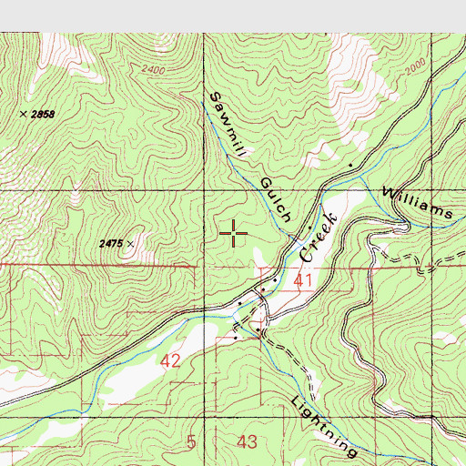 Topographic Map of Sawmill Gulch, CA