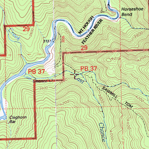 Topographic Map of Sawmill Tom Creek, CA