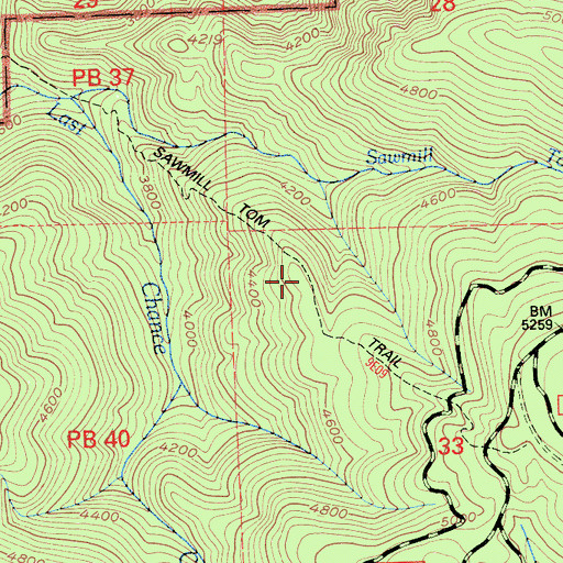 Topographic Map of Sawmill Tom Trail, CA