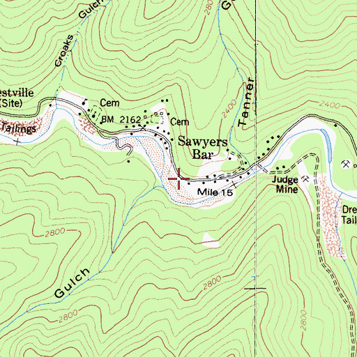 Topographic Map of Sawyers Bar, CA