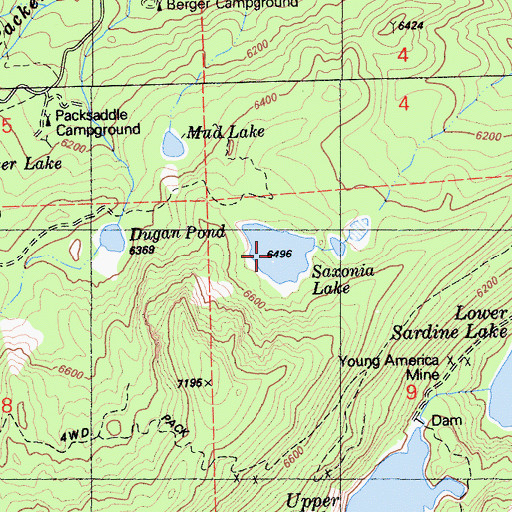 Topographic Map of Saxonia Lake, CA