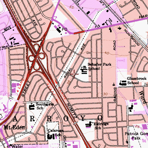 Topographic Map of Schafer Park Elementary School, CA