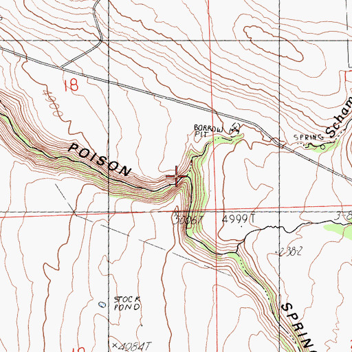 Topographic Map of Schamp Creek, CA