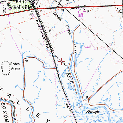 Topographic Map of Schell Creek, CA