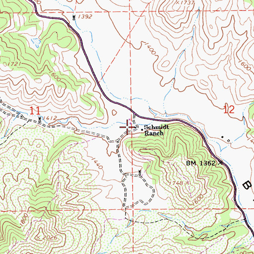 Topographic Map of Schmidt Ranch, CA