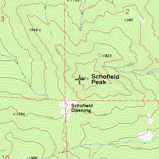 Topographic Map of Schofield Peak, CA