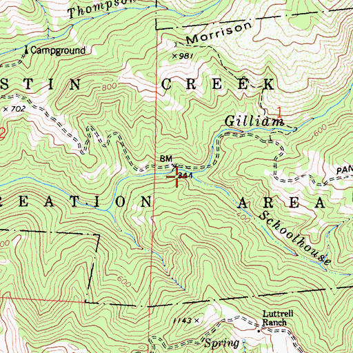Topographic Map of Schoolhouse Creek, CA
