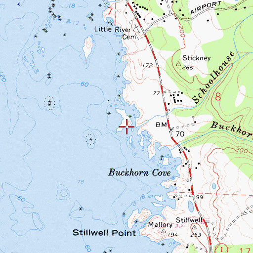 Topographic Map of Schoolhouse Creek, CA