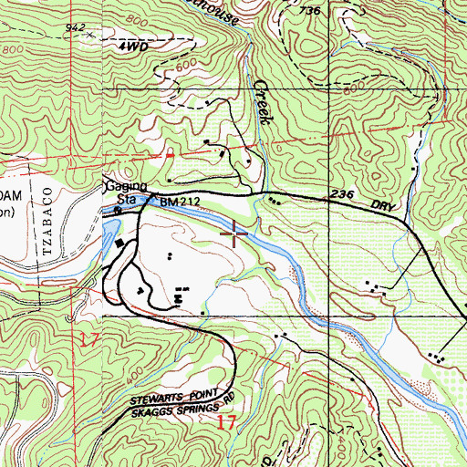 Topographic Map of Schoolhouse Creek, CA