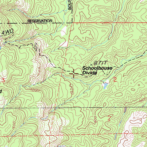 Topographic Map of Schoolhouse Divide, CA