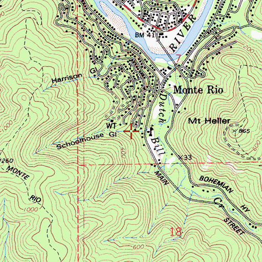 Topographic Map of Schoolhouse Gulch, CA