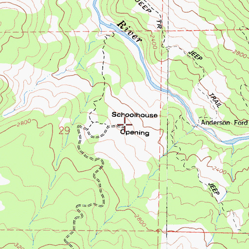 Topographic Map of Schoolhouse Opening, CA