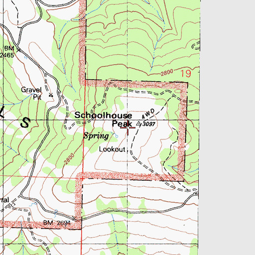Topographic Map of Schoolhouse Peak, CA