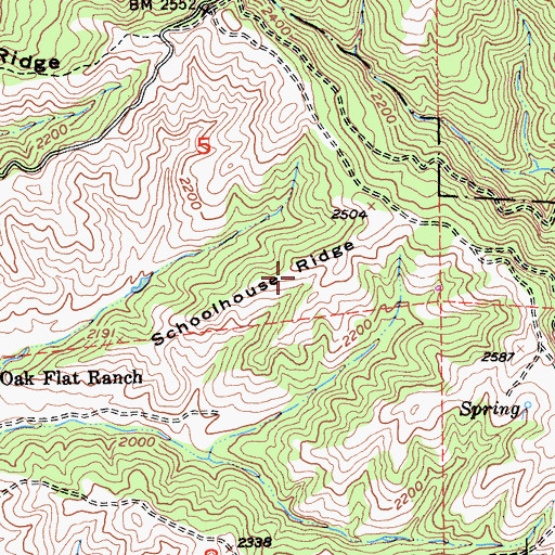 Topographic Map of Schoolhouse Ridge, CA