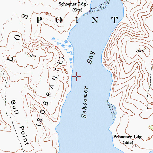 Topographic Map of Schooner Bay, CA