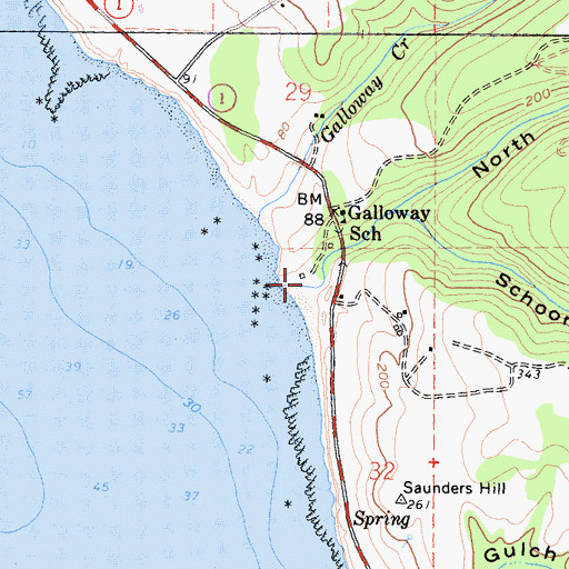 Topographic Map of Schooner Gulch, CA