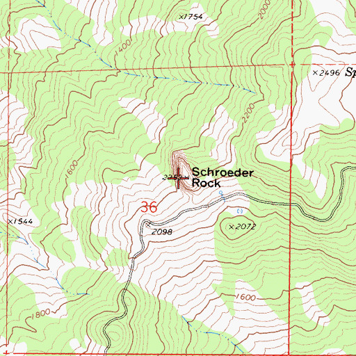 Topographic Map of Schroeder Rock, CA