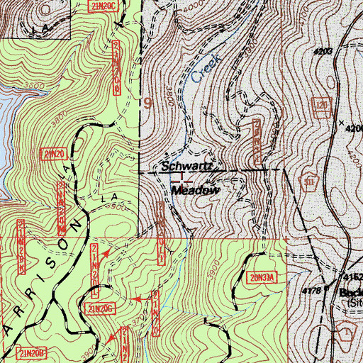 Topographic Map of Schwartz Meadow, CA