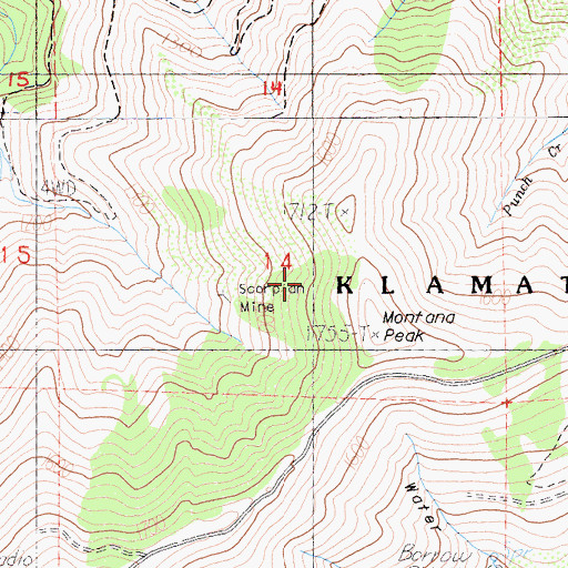 Topographic Map of Scorpion Mine, CA