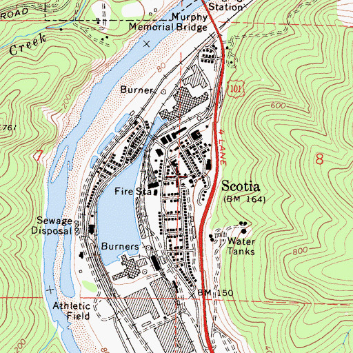 Topographic Map of Scotia, CA