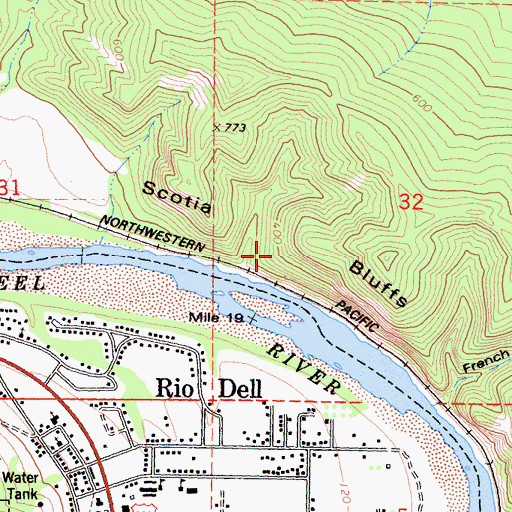 Topographic Map of Scotia Bluffs, CA