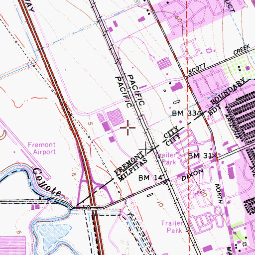 Topographic Map of Scott Creek, CA