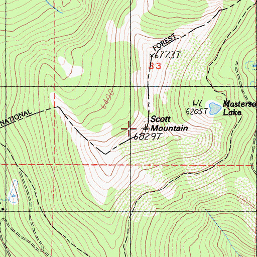 Topographic Map of Scott Mountain, CA