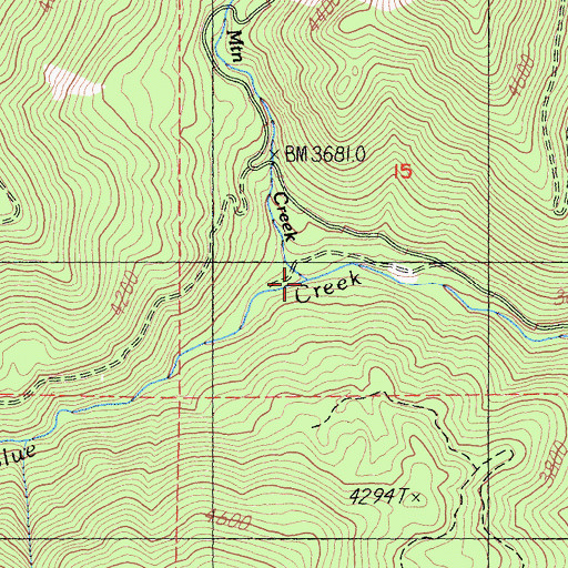 Topographic Map of Scott Mountain Creek, CA